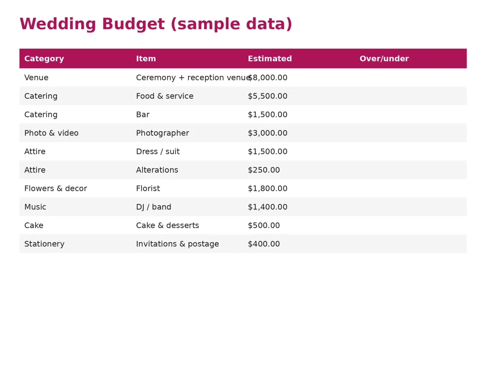 Wedding Planner: Budget, Guest List & Vendors preview